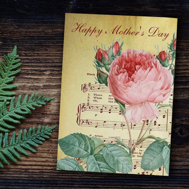 Carte Élégant Rose victorien Vintage Antique Notes music (Créateur téléchargé)