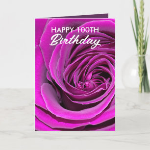 Carte Elégant Rose violet 100e anniversaire