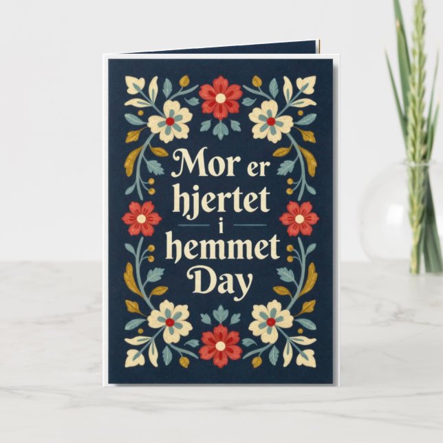 Carte Élégant Rosemaling norvégien pour la fête des mère (Devant)