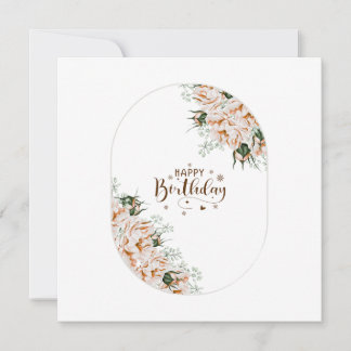 Carte Elegant Roses Watercolor Floral  Birthday Card 