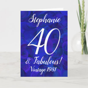 Carte Elégant Royal Blue 40 et Fabuleux anniversaire