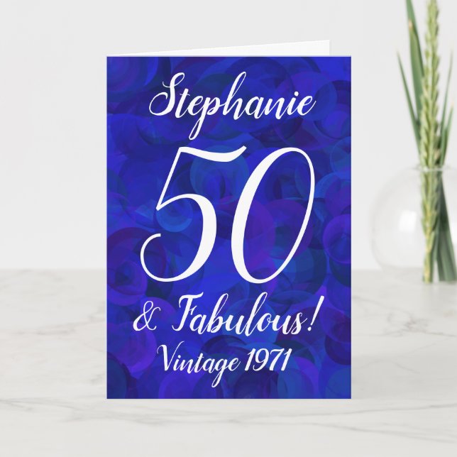 Carte Elégant Royal Blue 50 et Fabuleux anniversaire (Devant)