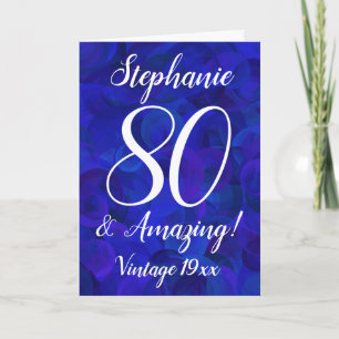 Carte Elégant Royal Blue 80 et anniversaire Extraordinai