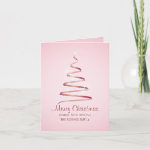 Carte Élégant ruban rose noël arbre