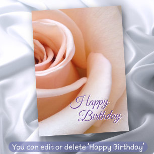 Carte Élégant Script Boho Rose Rose Bleu Joyeux Annivers