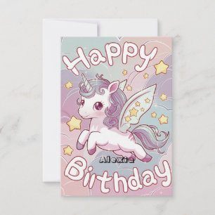 Carte Elégant Stars Unicorn Anniversaire