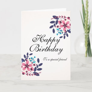 Carte Elégant thème floral Joyeux anniversaire