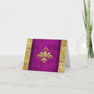 Carte Elégant velours Look Gold Fleur de Lis Card