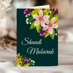 Carte Elegant Vert Vibrant Floral Shaadi Mubarak