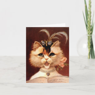 Carte ELEGANT VICTORIAN PARLOR CAT w/ MUSIC ~ CARD