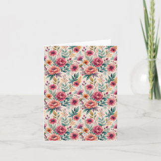 Carte Elégant Vintage Aquarelle Botanique Floral Blank