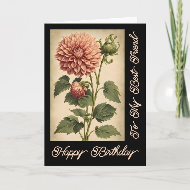 Carte Elégant Vintage Classic Rose Dahlia Noir Anniversa (Devant)
