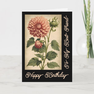 Carte Elégant Vintage Classic Rose Dahlia Noir Anniversa