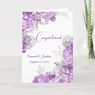 Carte Élégant violet Floral Mariage personnalisé