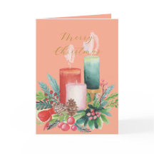 Elegant Watercolor Candlelight Christmas Card