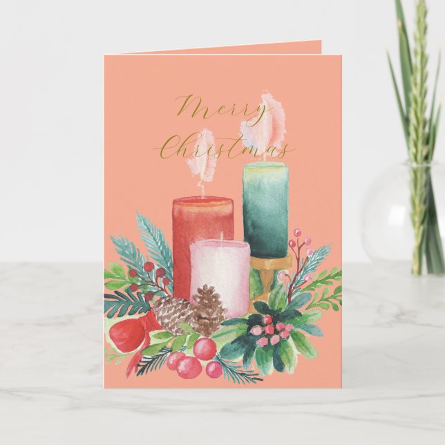 Carte Elegant Watercolor Candlelight Christmas Card (Devant)