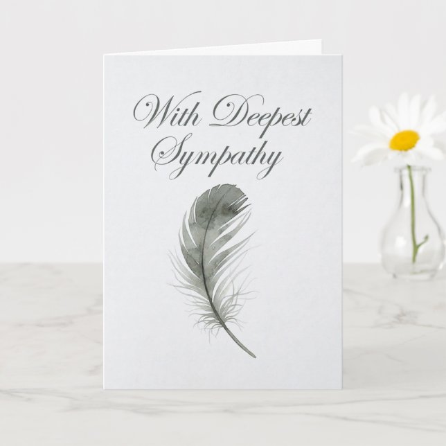 Carte Elegant Watercolor Feather Sympathy Card (Petite plante)
