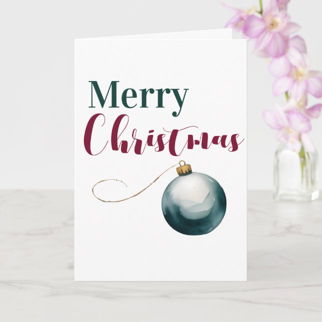 Carte Elegant Watercolor Ornament Merry Christmas Card - (Orchidée)