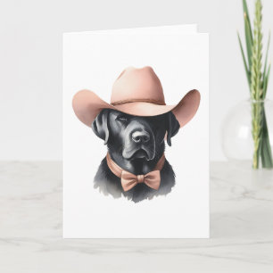 Carte Élégant Western Cowboy Casquette Black Lab Salutat