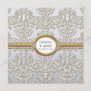 Carte Élégante à Feuille Florale en Damassé Baroqu