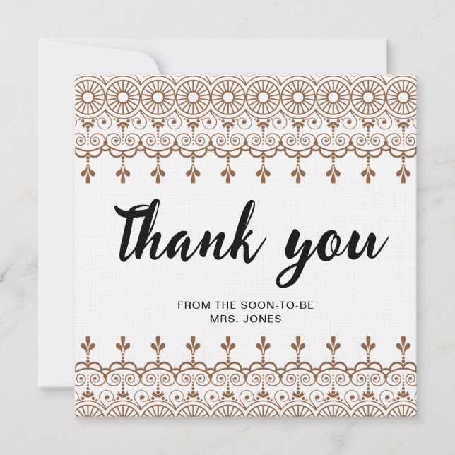 Carte Elégante aquarelle fleurie douche nuptiale merci (Devant)