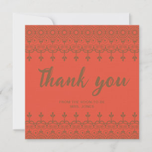 Carte Elégante aquarelle fleurie douche nuptiale merci