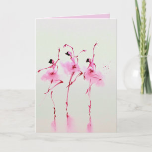 Carte Élégante Art à l'aquarelle de ballerine rose