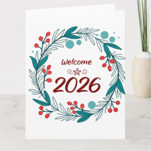 Carte Élégante Bienvenue en 2026 – Couronne de Laurier F