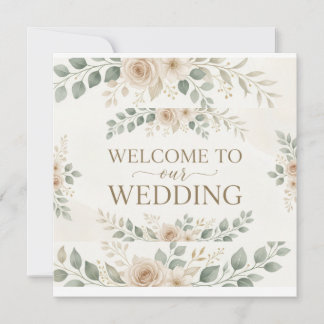 Carte Élégante Bienvenue Florale Aquarelle Mariage Accue
