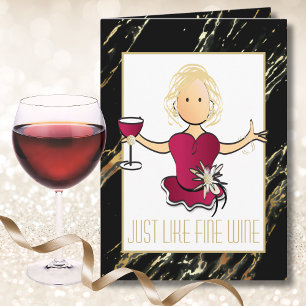Carte Elégante Black Gold Sophisticated Wine Card pour e