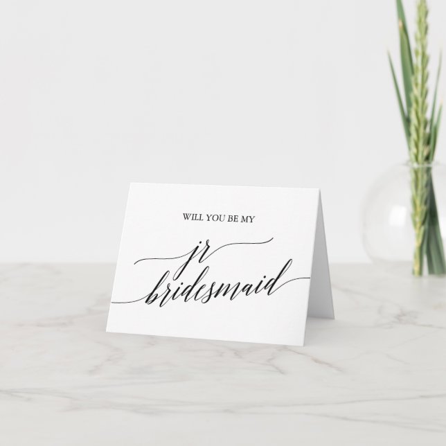 Carte Élégante calligraphie noire Jr Bridesmaid Proposit (Devant)