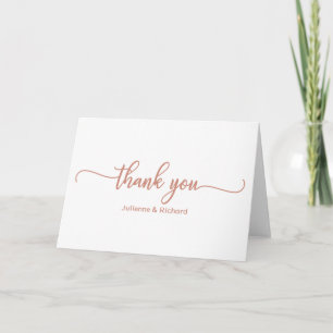 Carte Élégante Calligraphie Or Rose Merci