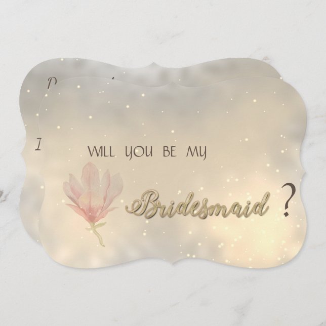 Carte Élégante Chic Florale Demoiselle d'Honneur (Devant / Derrière)