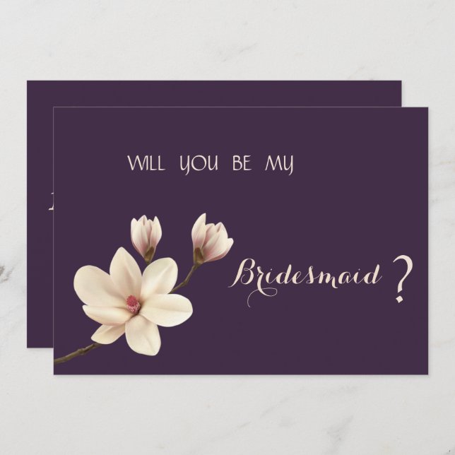 Carte Élégante Chic Magnolia Bridesmaid (Devant / Derrière)