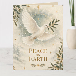 Carte Élégante colombe de Noël, Paix sur Terre style bla