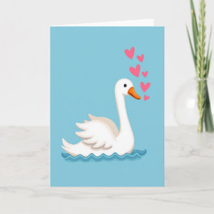 Carte Élégante Cygne Amour Cœur