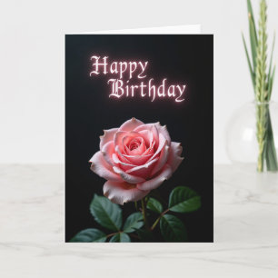 Carte élégante d'anniversaire à la rose rose