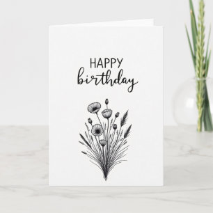 Carte élégante d'anniversaire aux coquelicots