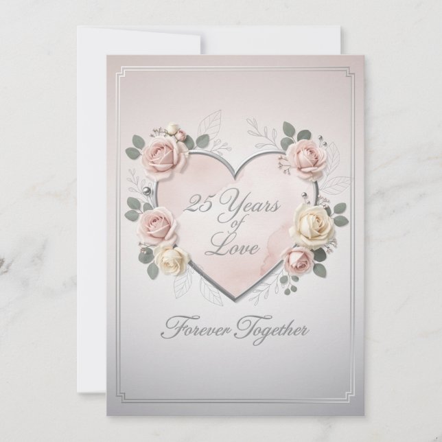Carte élégante de 25e anniversaire de mariage - ro (Devant)