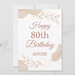 Carte élégante de 80e anniversaire rose poussiéreu
