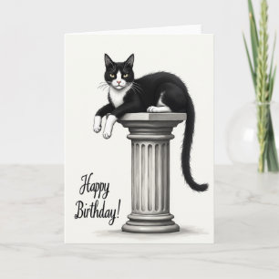 Carte élégante de chat noir pour anniversaire