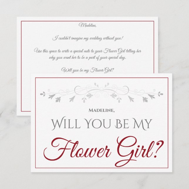 Carte élégante de demande Fleuriste en Rouge Cramo (Devant / Derrière)