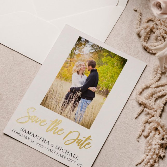 Carte élégante de faire-part de mariage avec feuil (Créateur téléchargé)