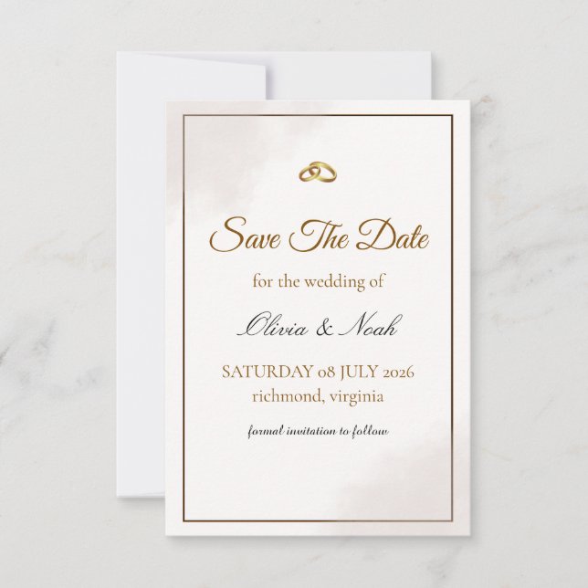 Carte Élégante de Faire-Part de Mariage Minimalist (Devant)