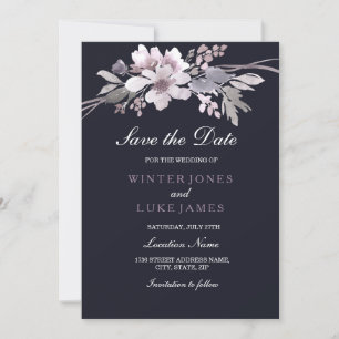 Carte élégante de faire-part de mariage violet mar