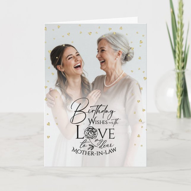 Carte élégante de fête d'anniversaire pour belle-m (Devant)