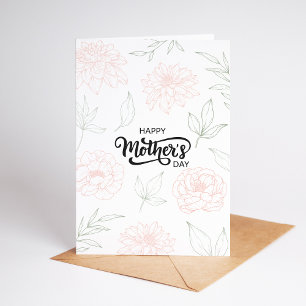 Carte élégante de fête des mères aux pivoines flor