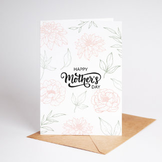 Carte élégante de fête des mères aux pivoines flor