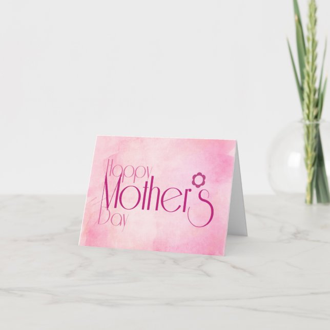 Carte élégante de Fête des Mères avec Fleur Rose (Devant)