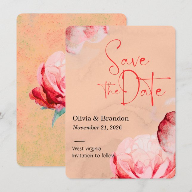 Carte Élégante de Fleurs à l'Aquarelle pour Annonc (Devant / Derrière)